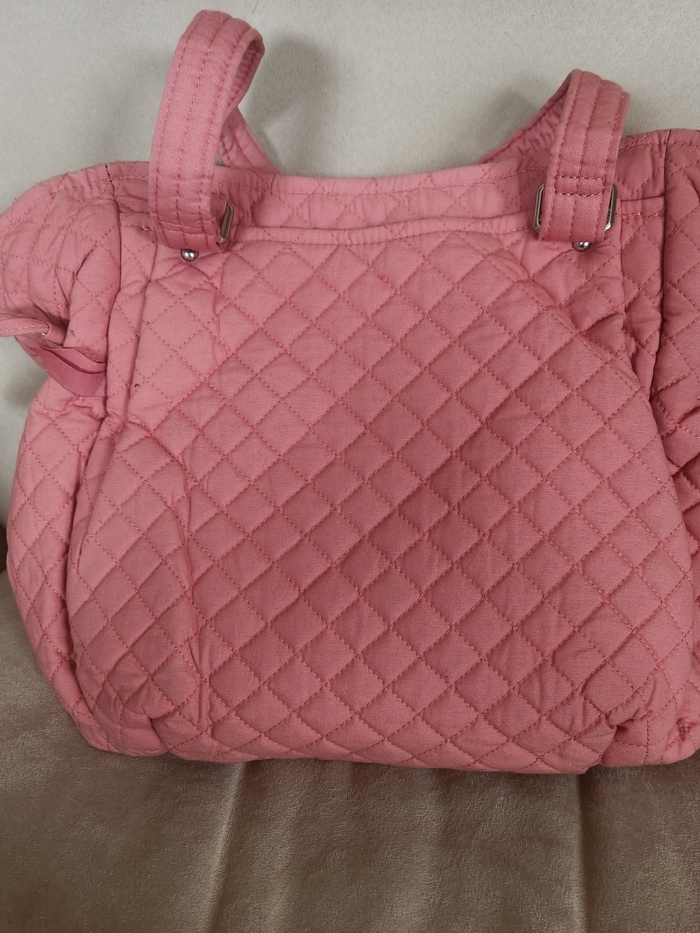 Vera Bradley Quilted Pink Satchel In Terra Cotta Rose
